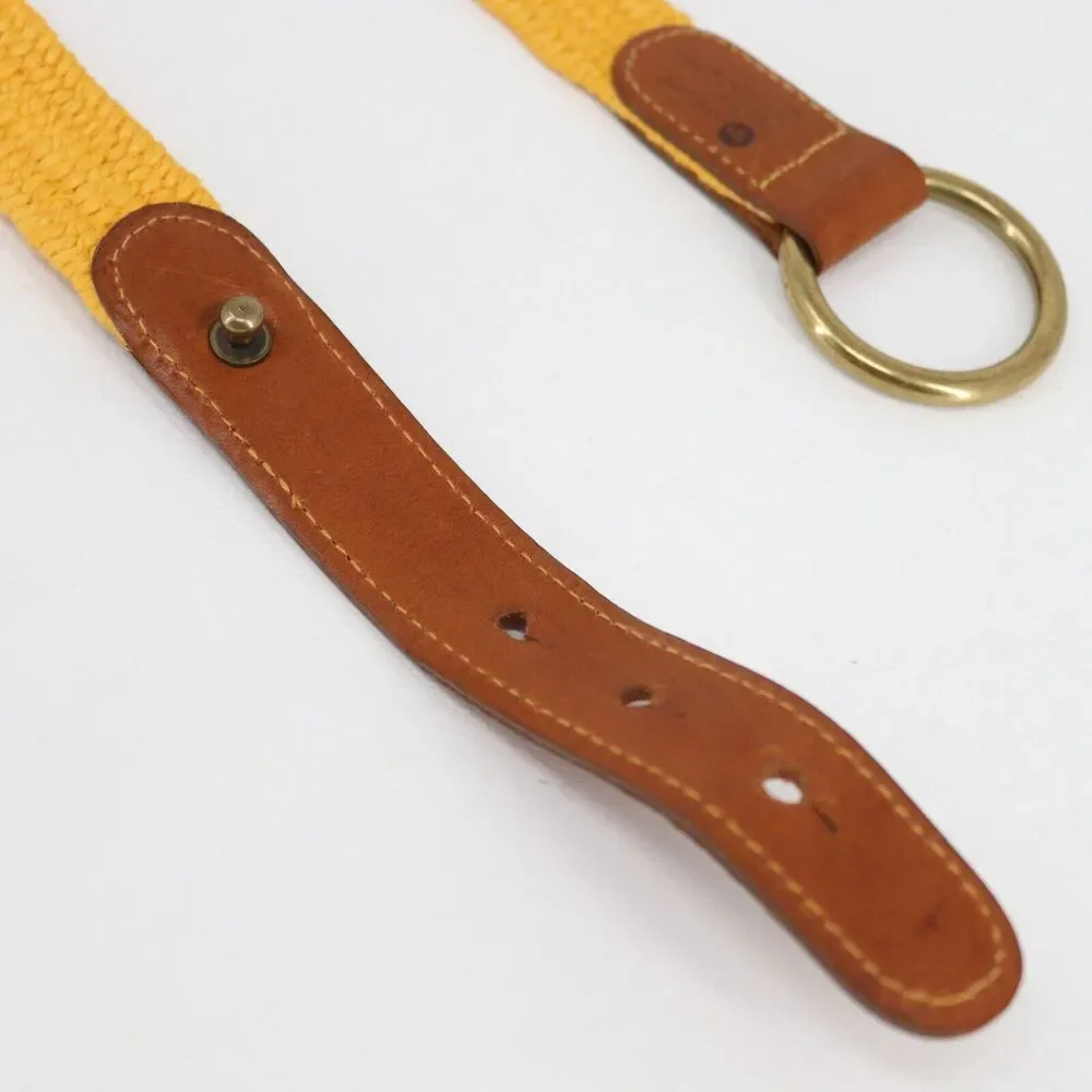 Linea Pelle Belt Medium Orange Gold Jute Stretch Leather Trim Brass Ring Tab